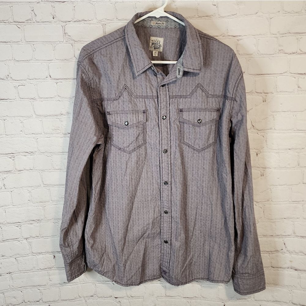 Men's Moon Shine longsleeve pearl snapped button-down shirt, size XL